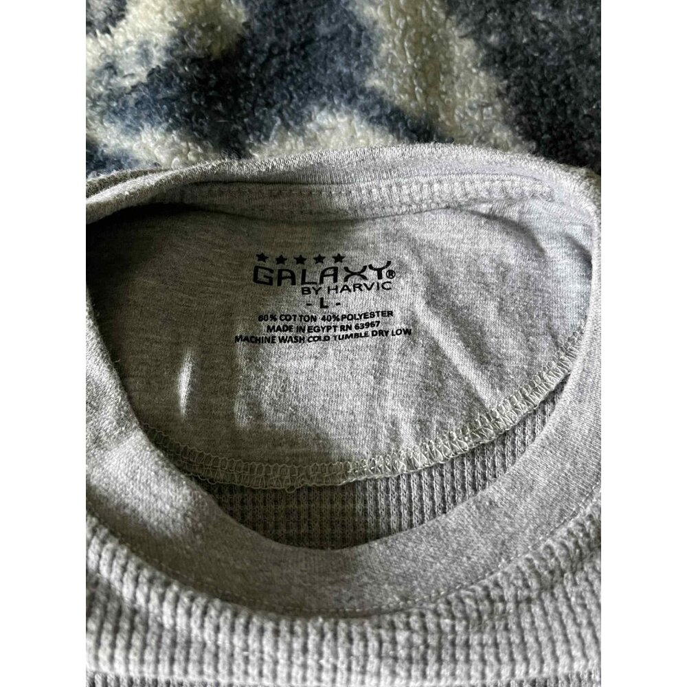 Galaxy by Harvic Thermal Shirt Mens Large Gray Long Sleeve Waffle Knit Crewneck - Picture 3 of 5